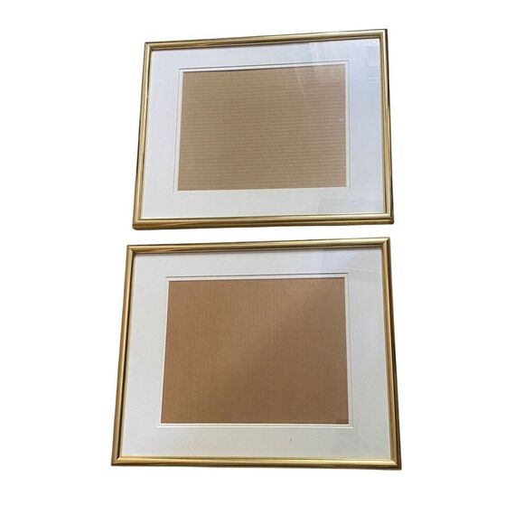 Vintage Brass Picture Frame with Glass 16” x 20” Set of 2 - Picture 1 of 4